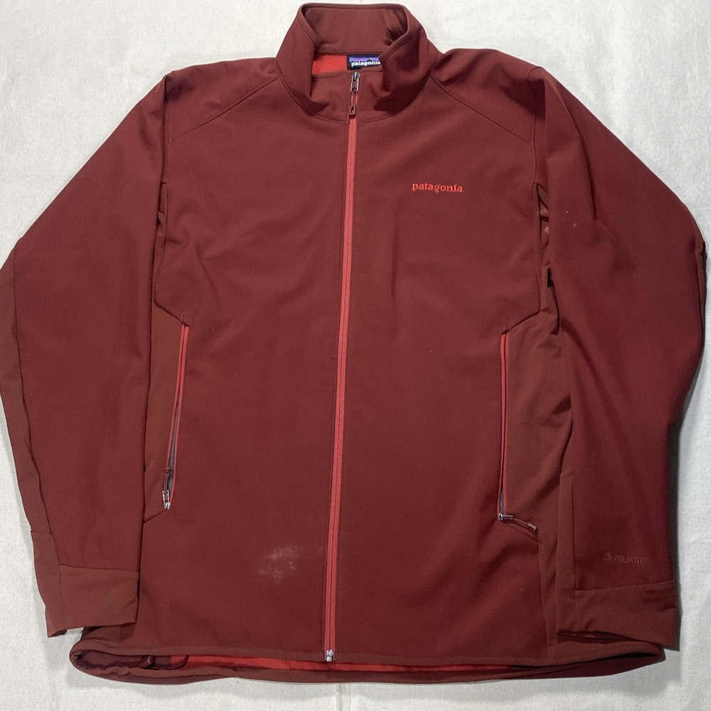 Mens Red Patagonia Polartec Windbloc Softshell Jacket Adze Hybrid Full Zip XL